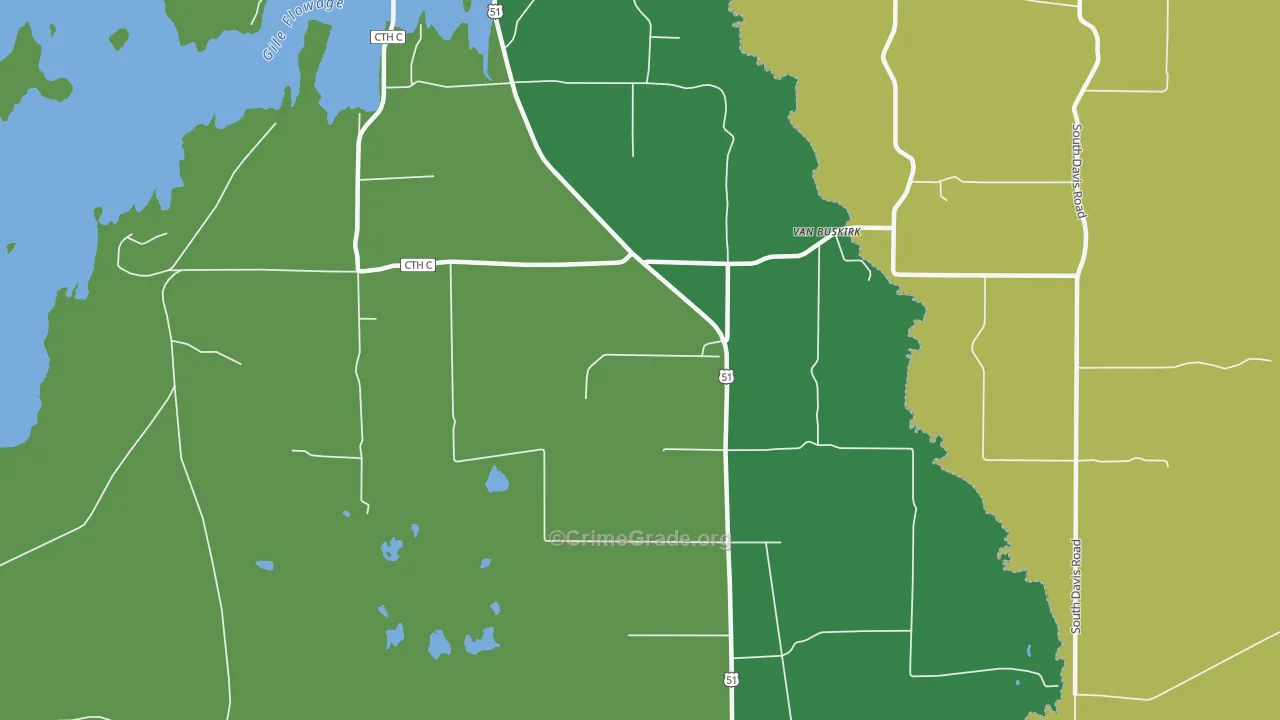Van Buskirk, WI Map of Vehicle Theft Rates