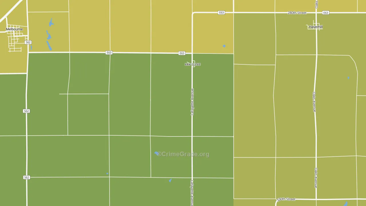 Van Cleve, IA Map of Vehicle Theft Rates