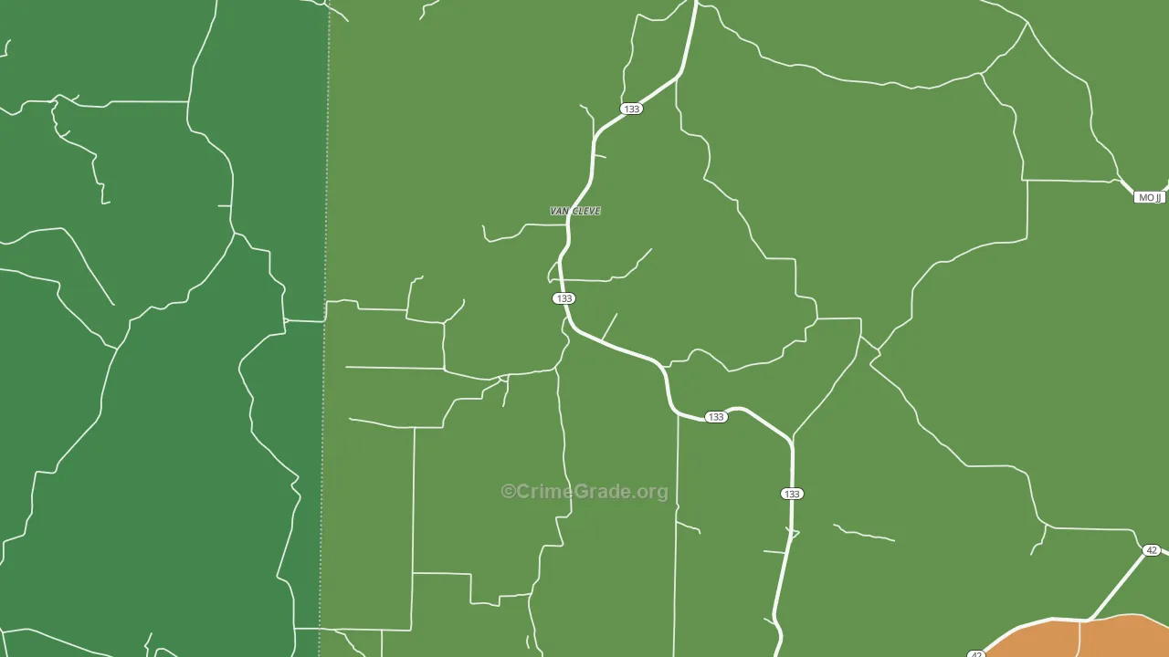 Van Cleve, MO Map of Vehicle Theft Rates