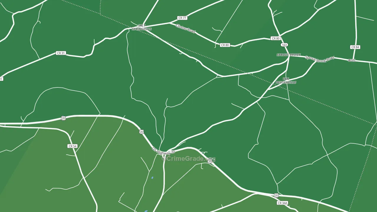 Van Deusenville, NY Map of Vehicle Theft Rates