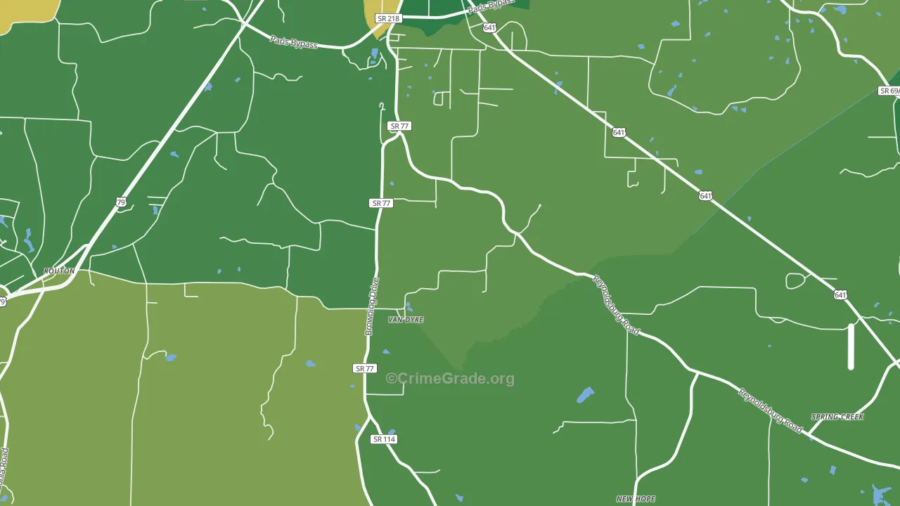 Van Dyke, TN Map of Vehicle Theft Rates