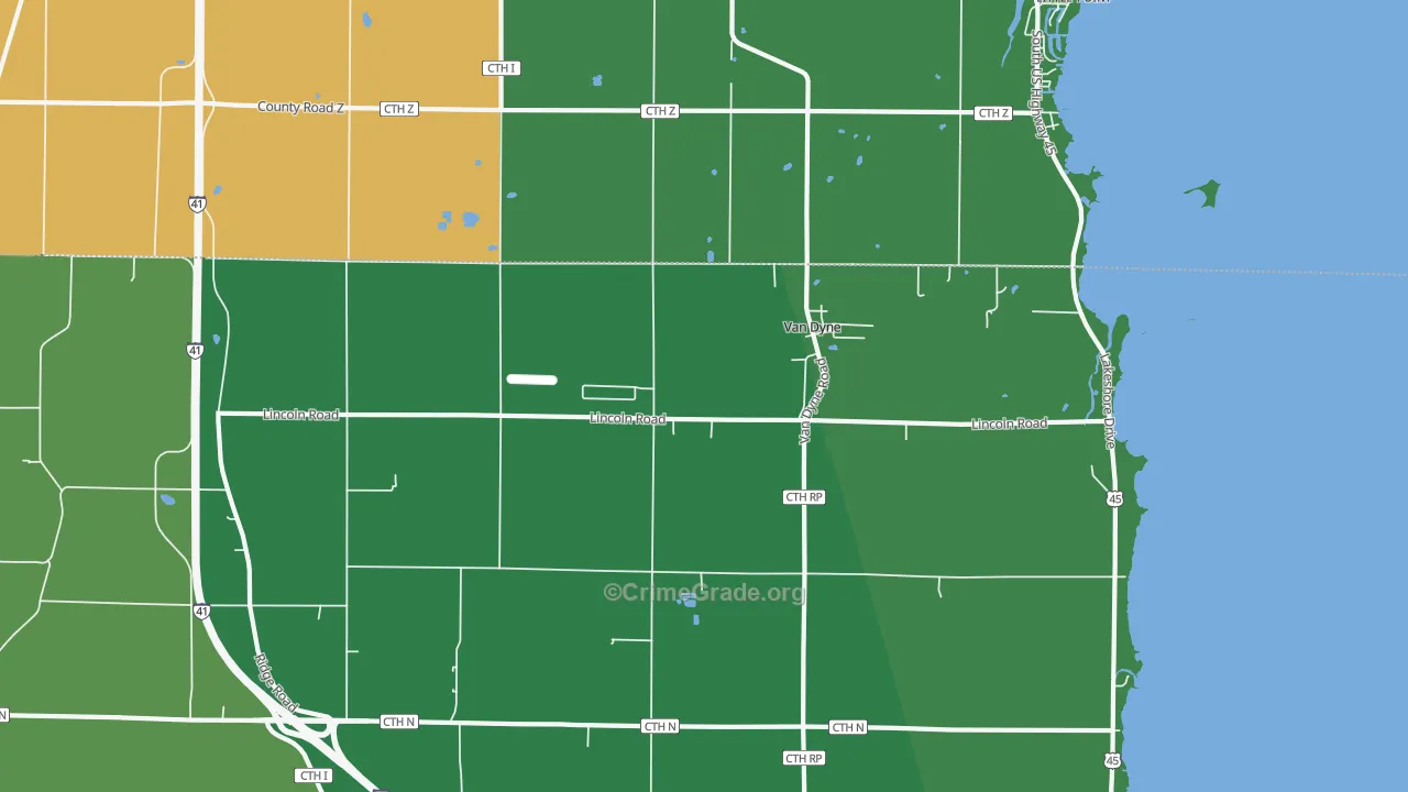 Van Dyne, WI Map of Vehicle Theft Rates