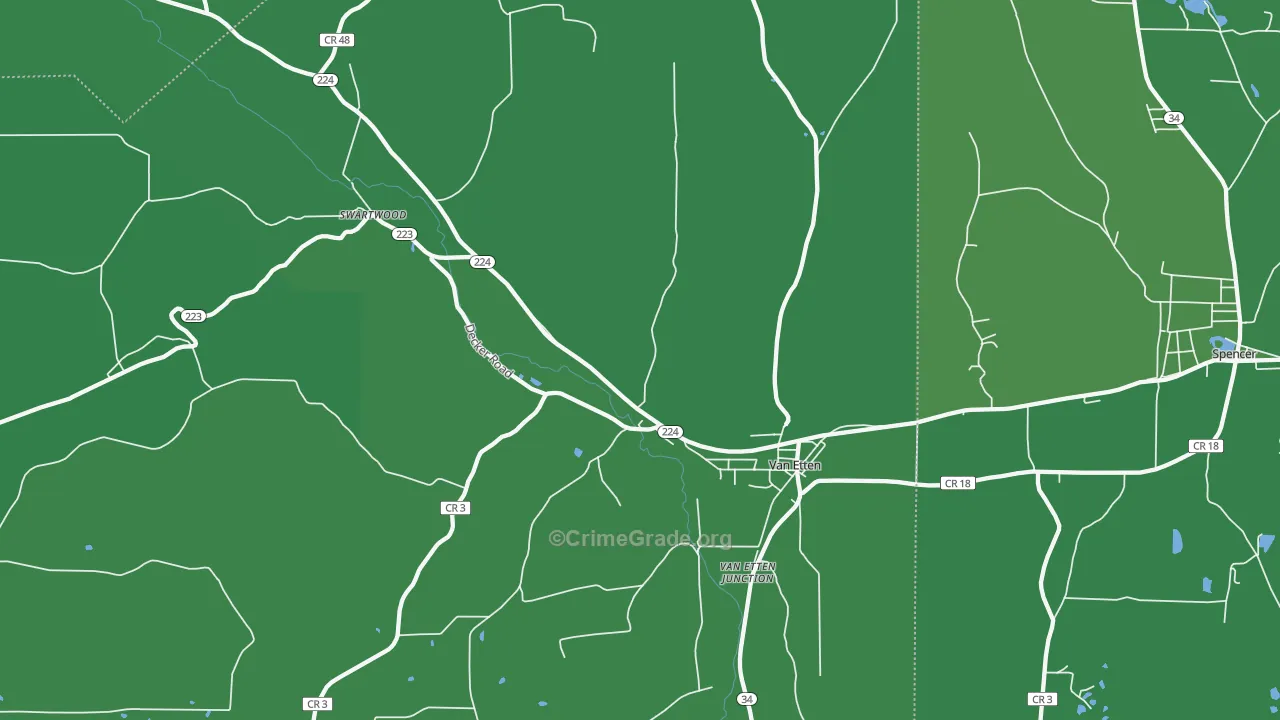 Van Etten, NY Map of Vehicle Theft Rates