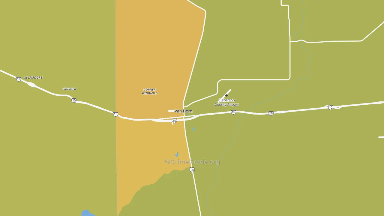 Van Horn, TX Map of Vehicle Theft Rates