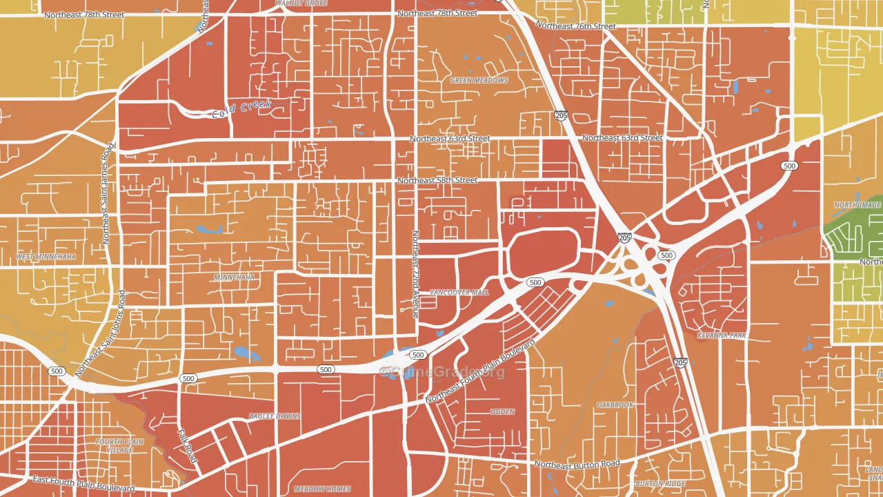 Van Mall, Vancouver, WA Map of Vehicle Theft Rates