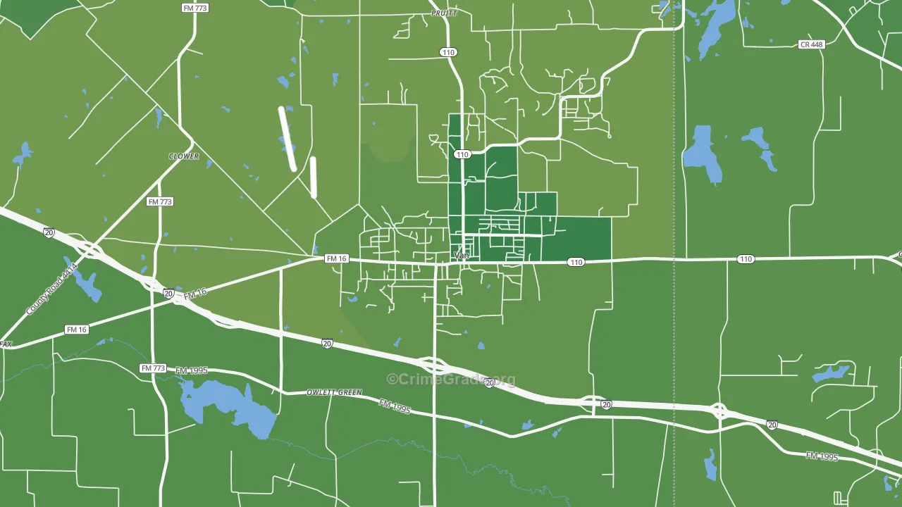 Van, TX Map of Vehicle Theft Rates