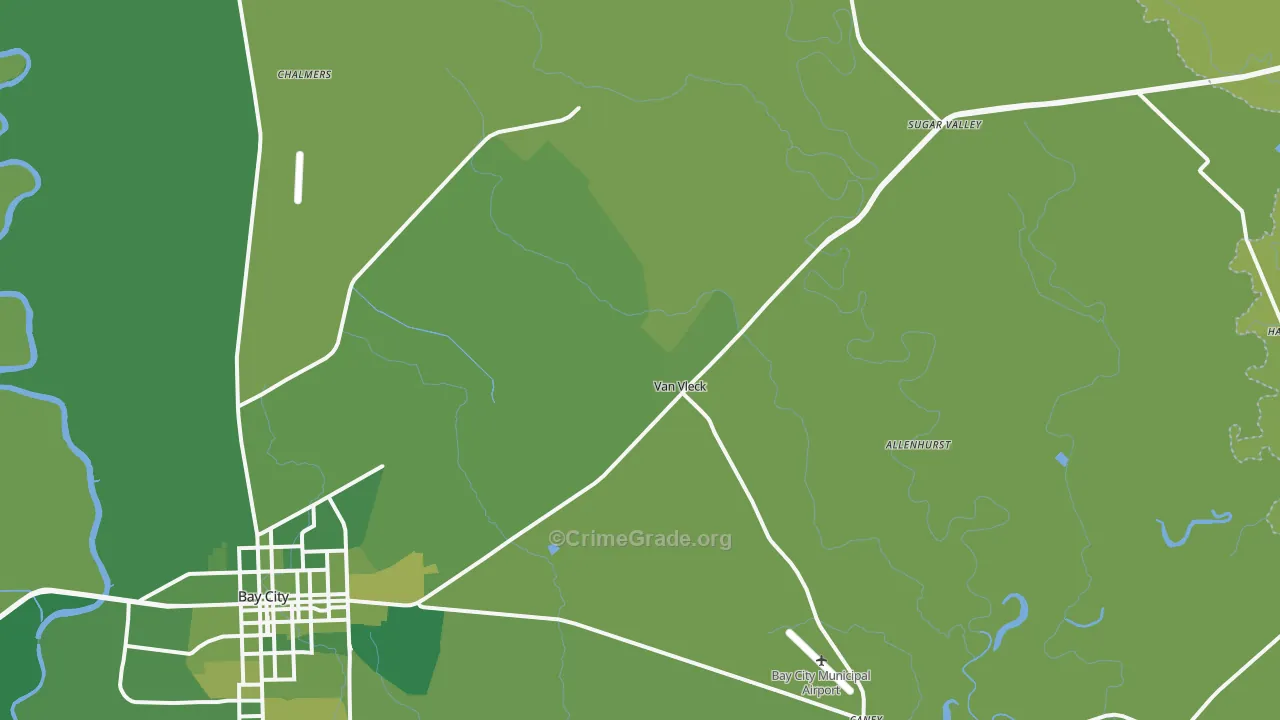 Van Vleck, TX Map of Vehicle Theft Rates