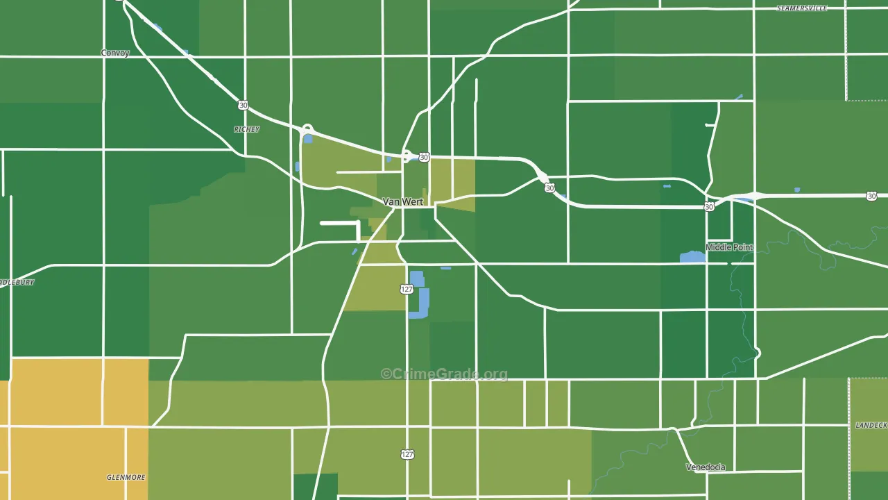 Van Wert County, OH Map of Vehicle Theft Rates