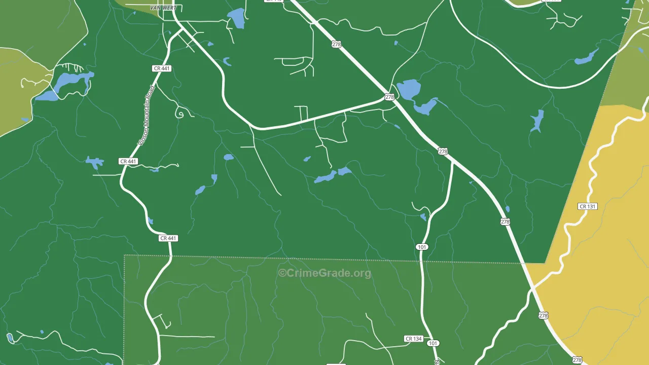 Van Wert, GA Map of Vehicle Theft Rates