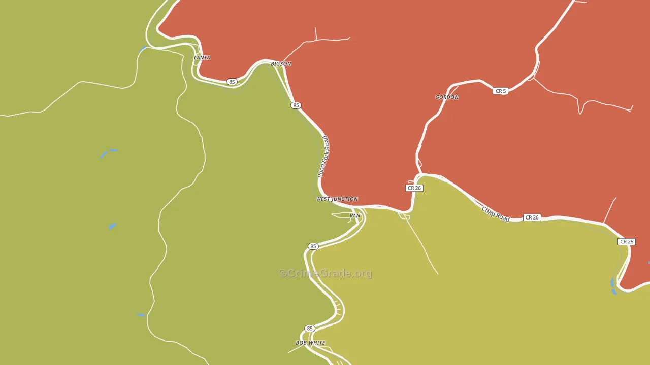 Van, WV Map of Vehicle Theft Rates