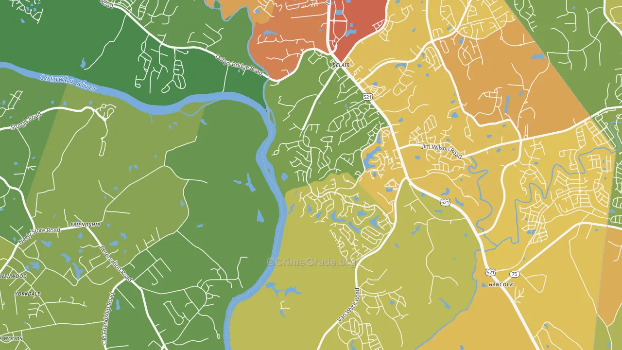 Van Wyck, SC Map of Vehicle Theft Rates