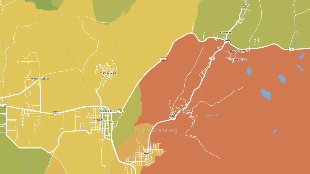 Vanadium, NM Map of Vehicle Theft Rates