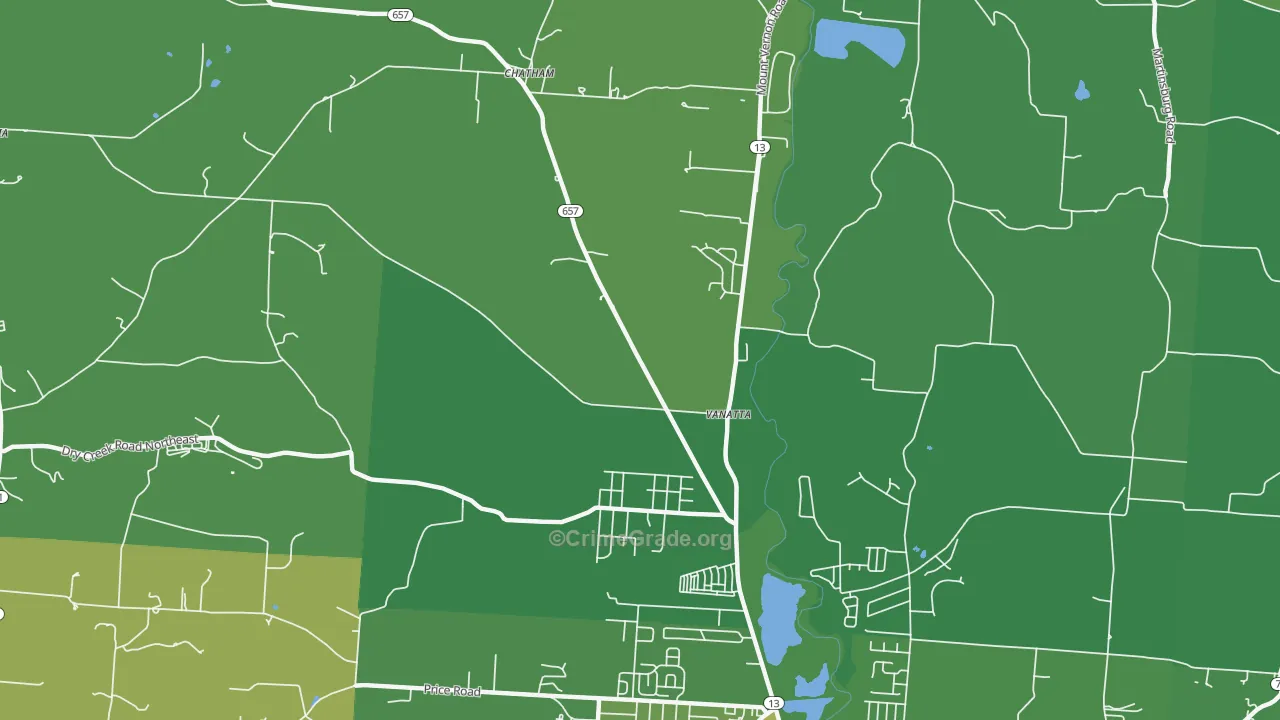 Vanatta, OH Map of Vehicle Theft Rates