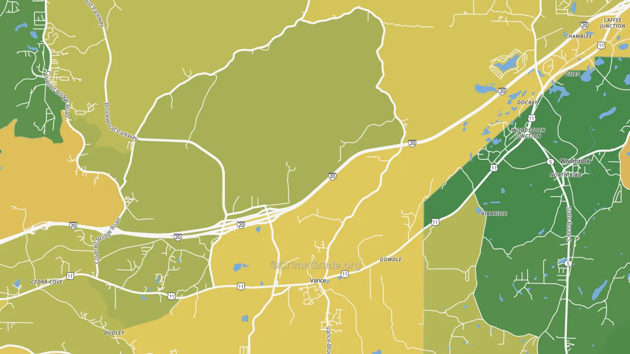 Vance, AL Map of Vehicle Theft Rates