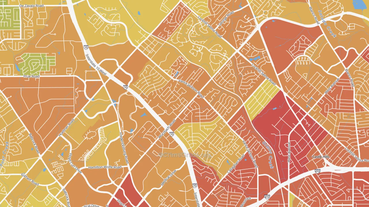 Vance Jackson, San Antonio, TX Map of Vehicle Theft Rates