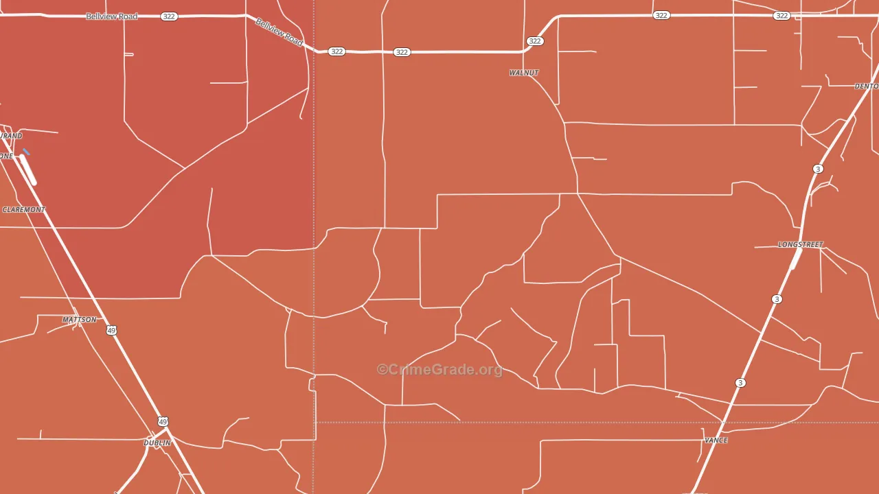 Vance, MS Map of Vehicle Theft Rates