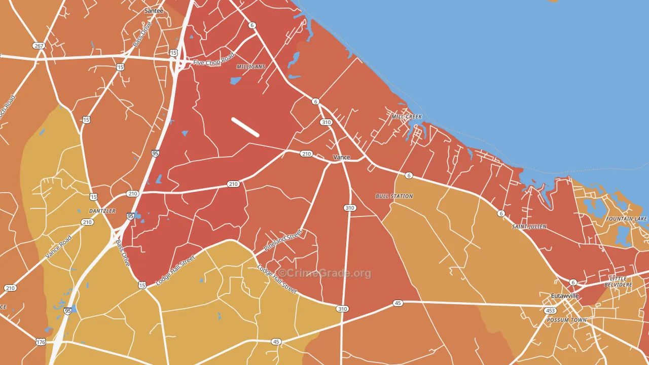 Vance, SC Map of Vehicle Theft Rates