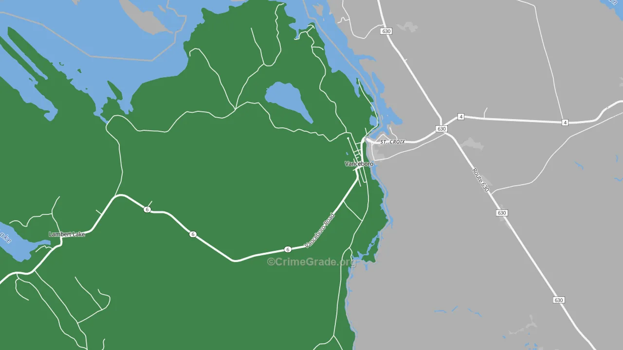 Vanceboro, ME Map of Vehicle Theft Rates