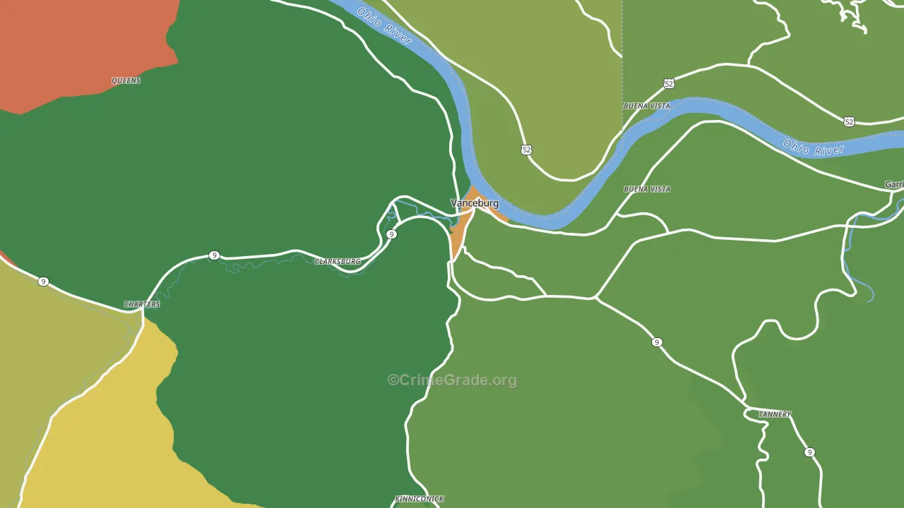 Vanceburg, KY Map of Vehicle Theft Rates