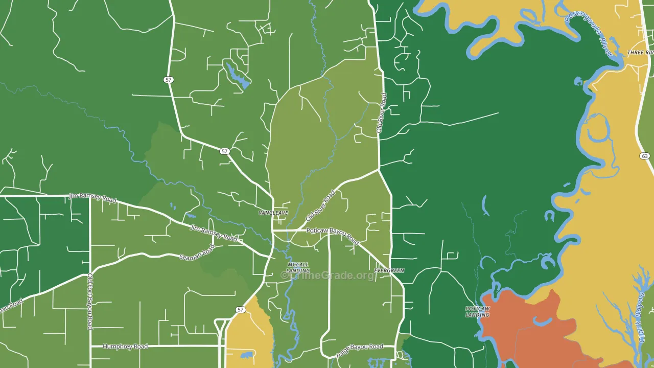 Vancleave, MS Map of Vehicle Theft Rates