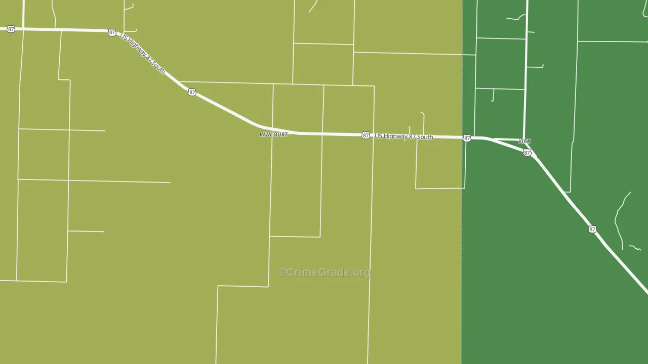 Vancourt, TX Map of Vehicle Theft Rates