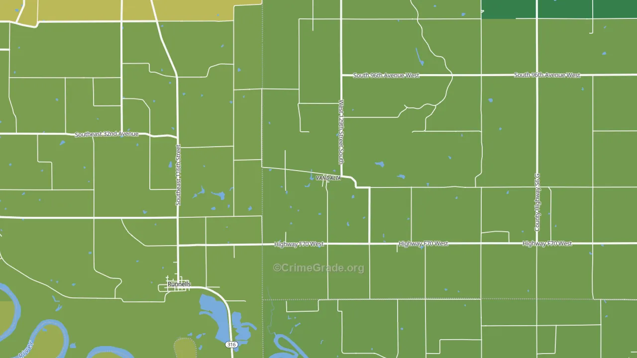 Vandalia, IA Map of Vehicle Theft Rates