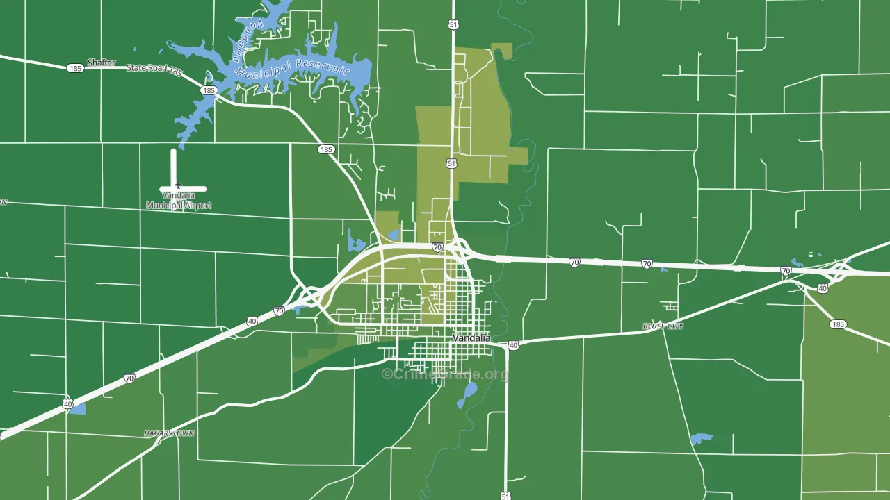 Vandalia, IL Map of Vehicle Theft Rates