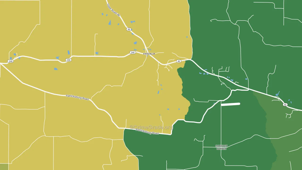 Vandalia, IN Map of Vehicle Theft Rates