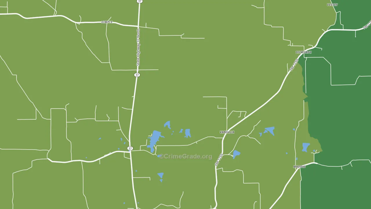 Vandalia, TX Map of Vehicle Theft Rates