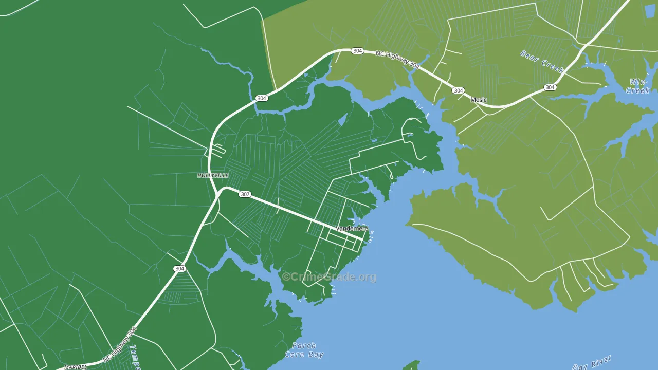 Vandemere, NC Map of Vehicle Theft Rates