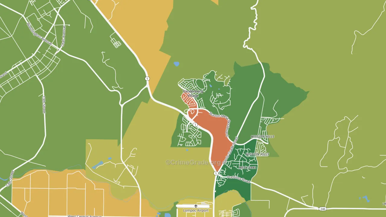 Vandenberg Village, CA Map of Vehicle Theft Rates