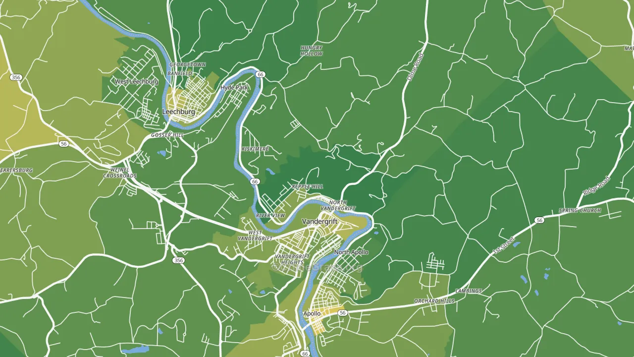 Vandergrift, PA Map of Vehicle Theft Rates