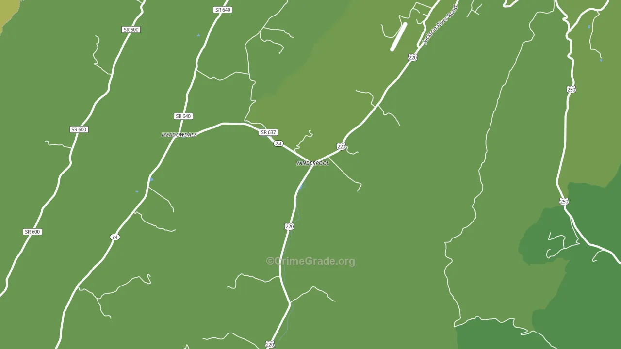 Vanderpool, VA Map of Vehicle Theft Rates