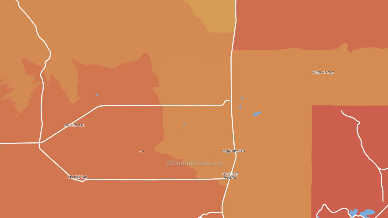 Vanderwagen, NM Map of Vehicle Theft Rates