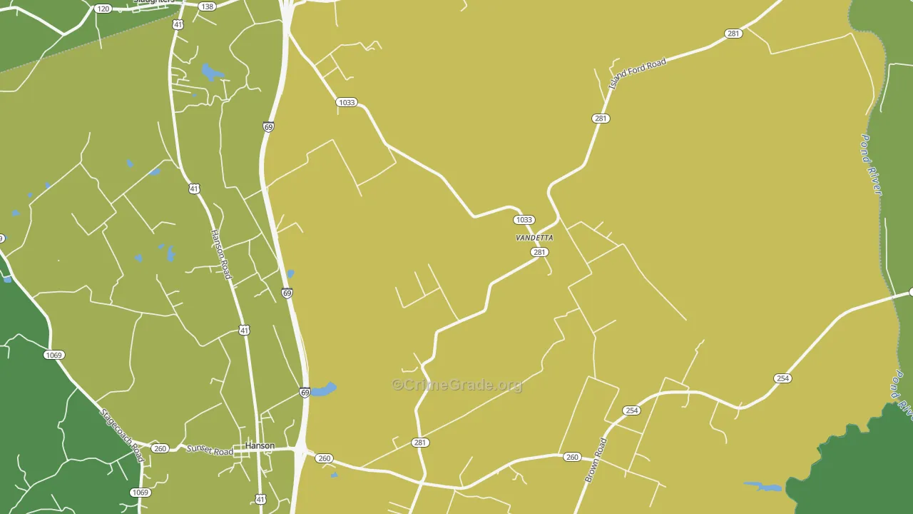 Vandetta, KY Map of Vehicle Theft Rates