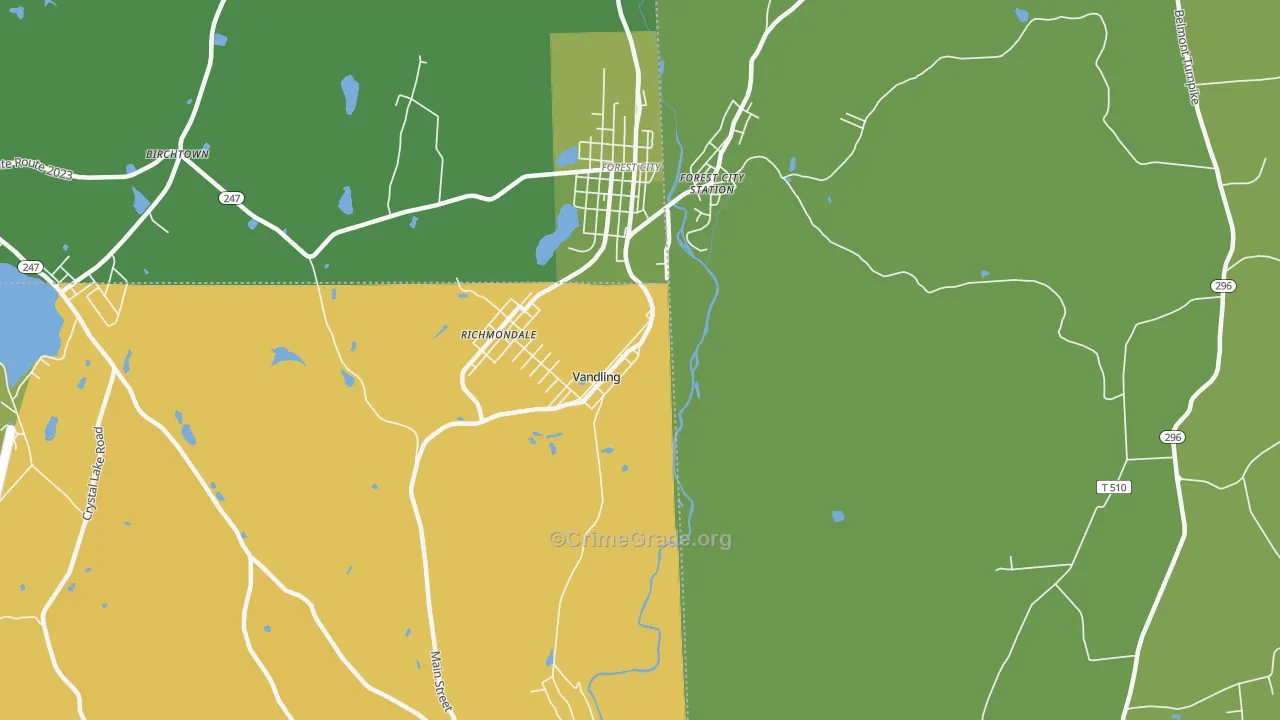 Vandling, PA Map of Vehicle Theft Rates