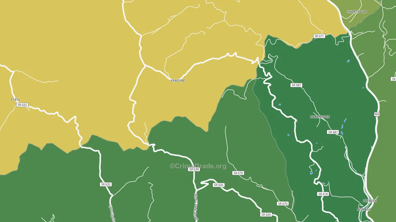 Vandyke, VA Map of Vehicle Theft Rates