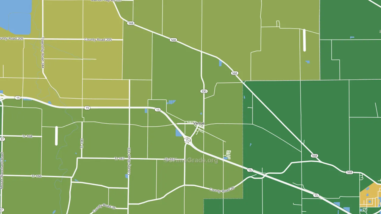 Vanlue, OH Map of Vehicle Theft Rates