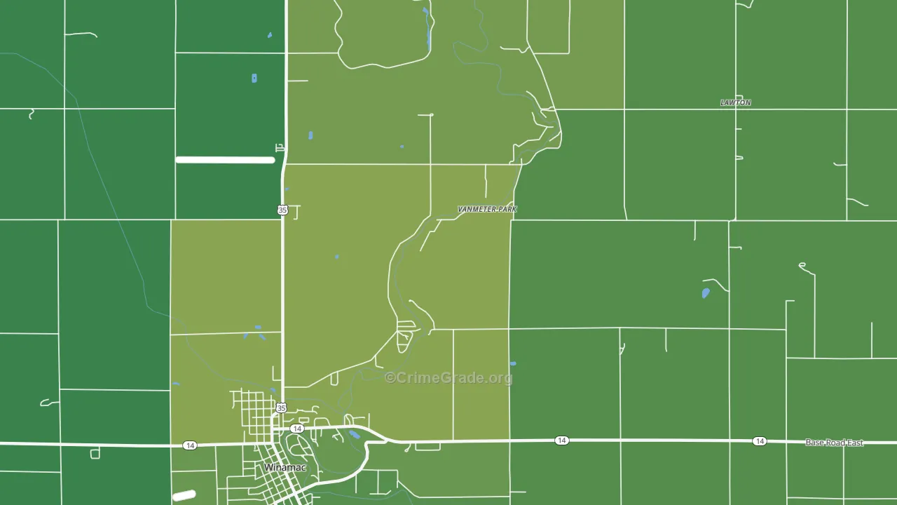 Vanmeter Park, IN Map of Vehicle Theft Rates