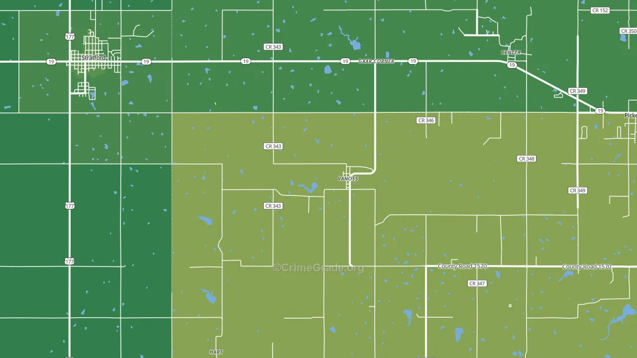 Vanoss, OK Map of Vehicle Theft Rates