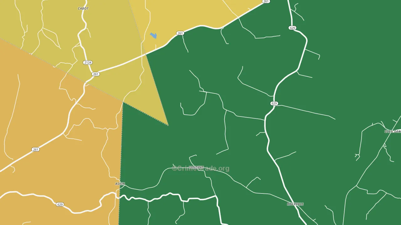 Vanzant, KY Map of Vehicle Theft Rates