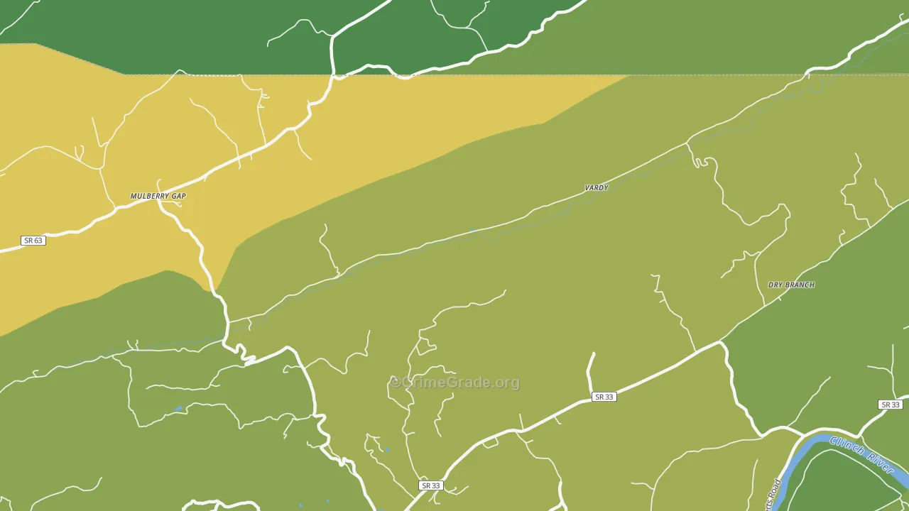 Vardy, TN Map of Vehicle Theft Rates
