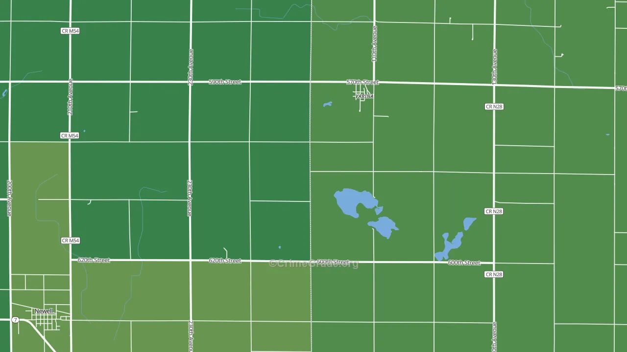 Varina, IA Map of Vehicle Theft Rates