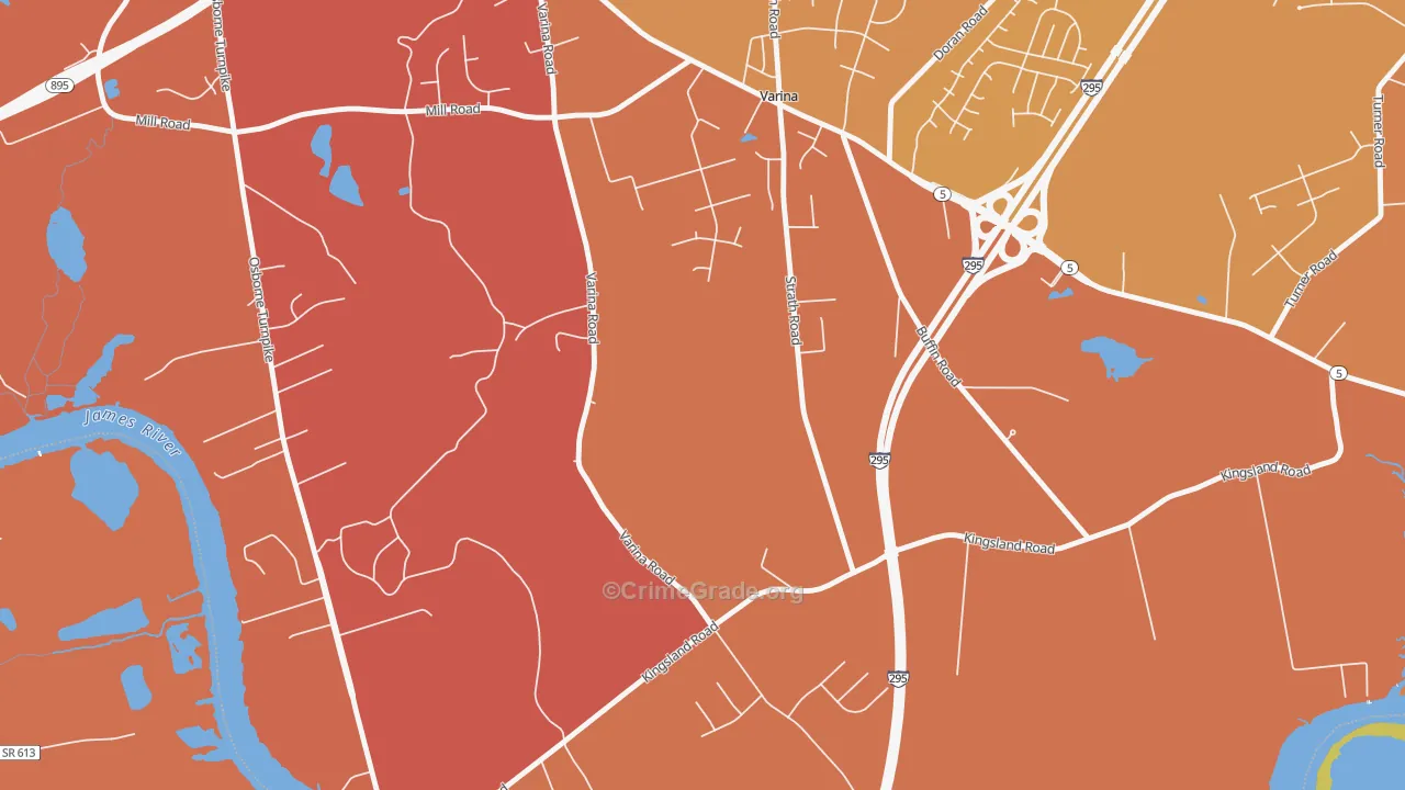Varina, VA Map of Vehicle Theft Rates