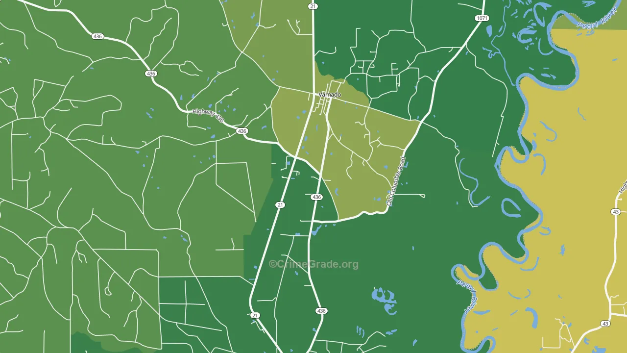 Varnado, LA Map of Vehicle Theft Rates