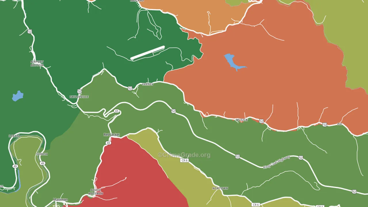 Varney, WV Map of Vehicle Theft Rates