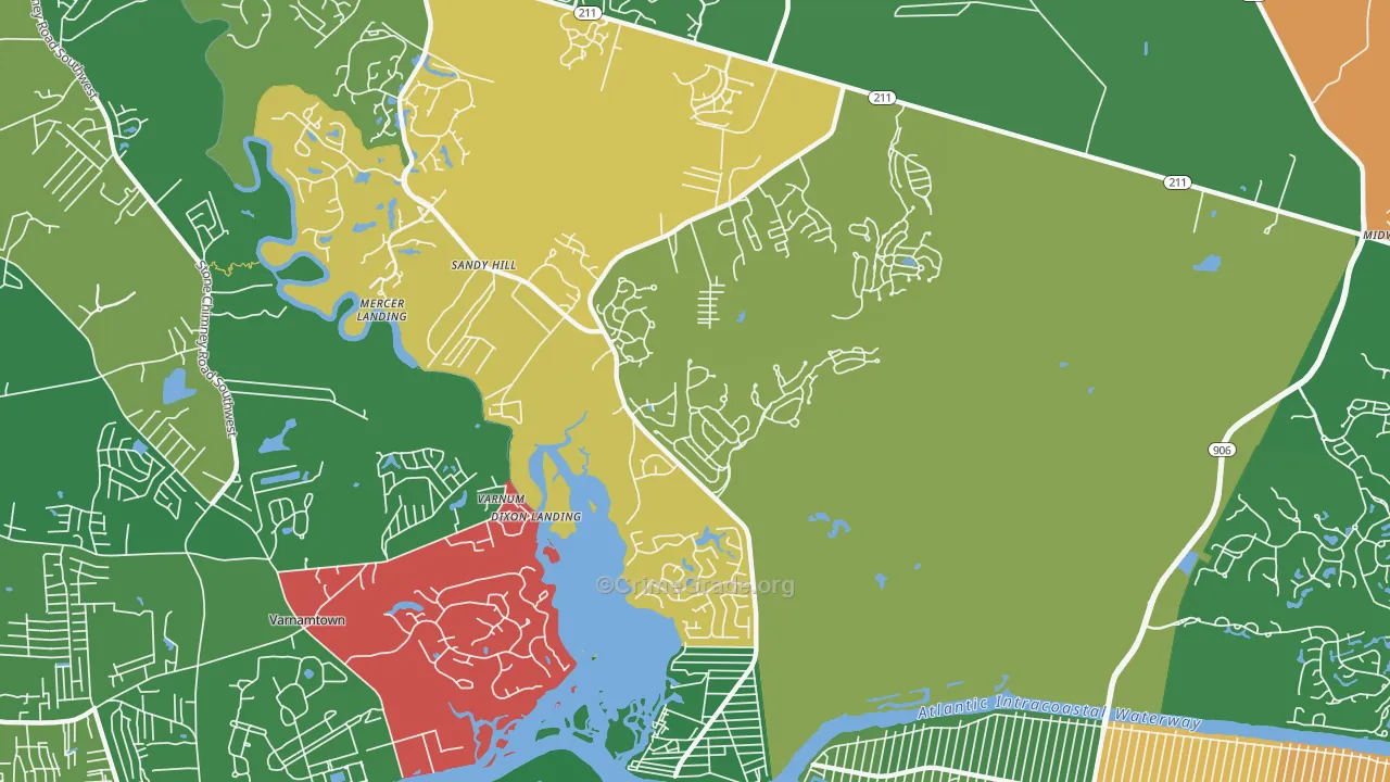 Varnum, NC Map of Vehicle Theft Rates