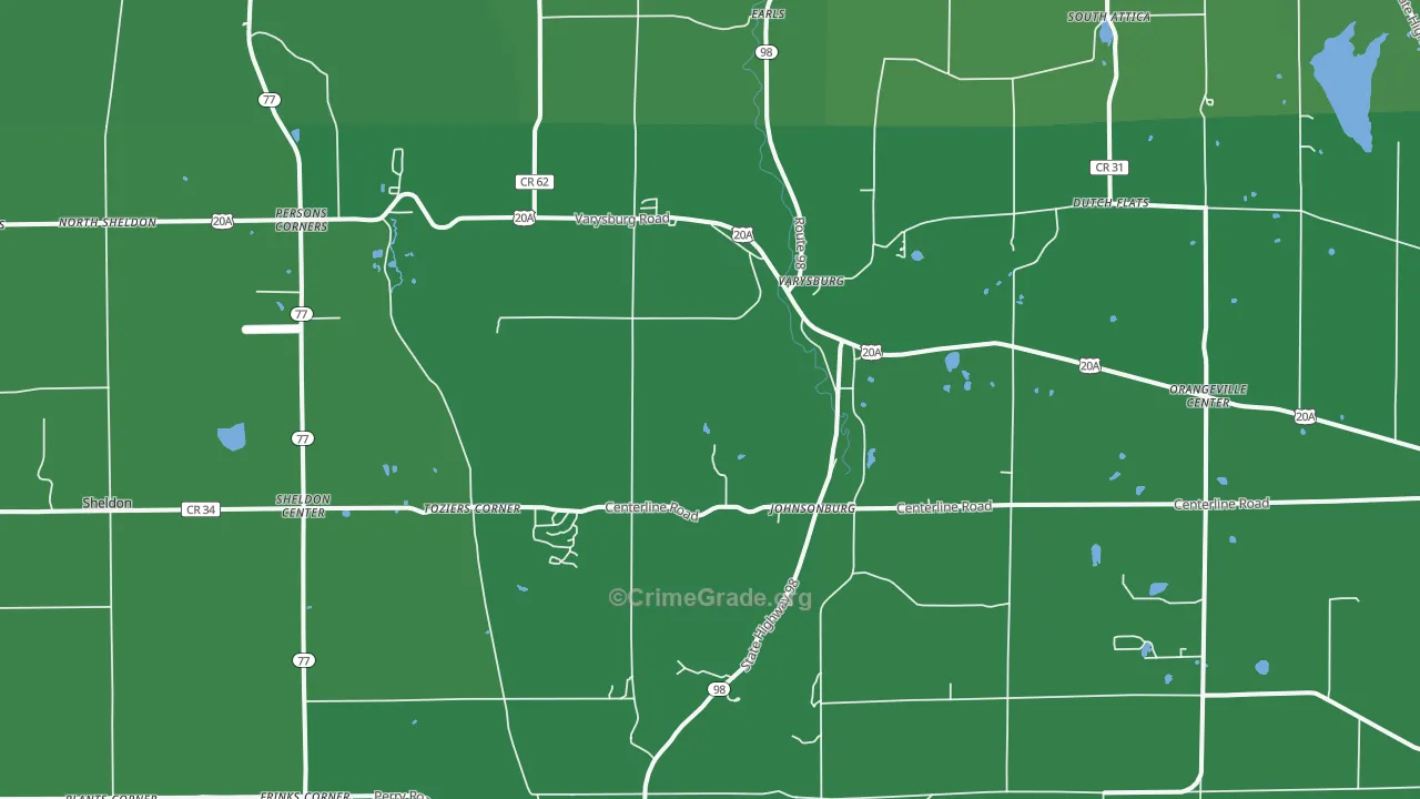 Varysburg, NY Map of Vehicle Theft Rates