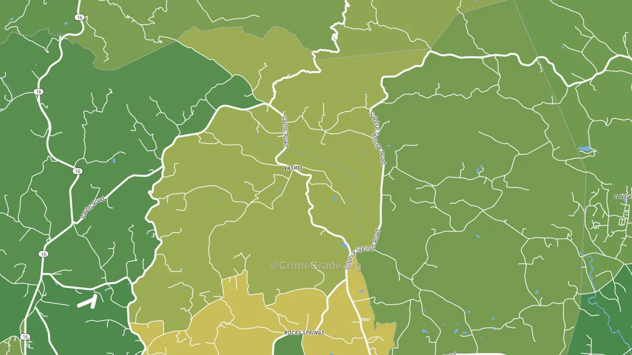 Vashti, NC Map of Vehicle Theft Rates