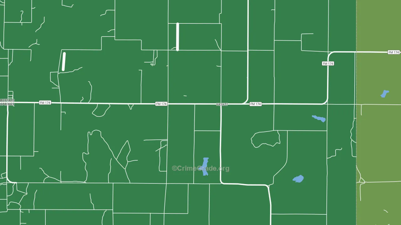 Vashti, TX Map of Vehicle Theft Rates